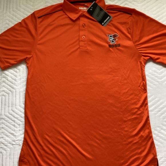 Colosseum Men's Small BGSU Polo Shirt Orange Falcons Logo NWT 100% Polyester - Picture 1 of 7